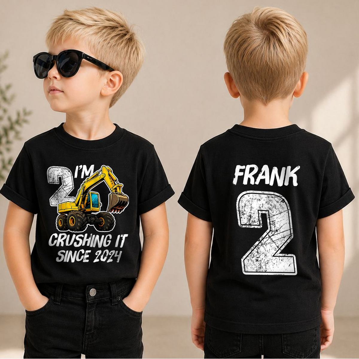 Boys Personalized I'm 2 Crushing It Birthday Shirt for Boys — product view 1