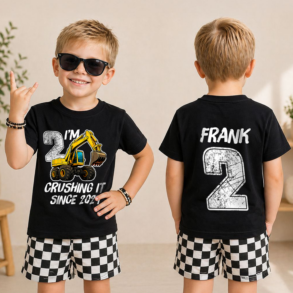 Boys Personalized I'm 2 Crushing It Birthday Shirt for Boys — product view 3