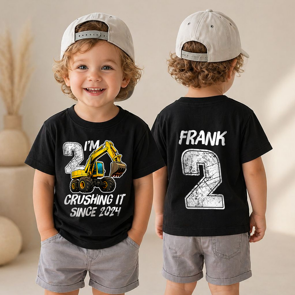 Boys Personalized I'm 2 Crushing It Birthday Shirt for Boys — product view 4