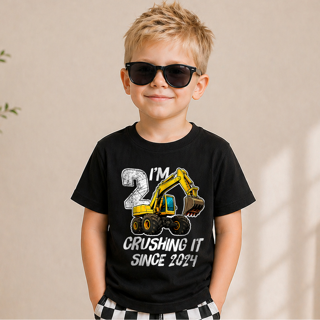 Boys Personalized I'm 2 Crushing It Birthday Shirt for Boys — product view 5