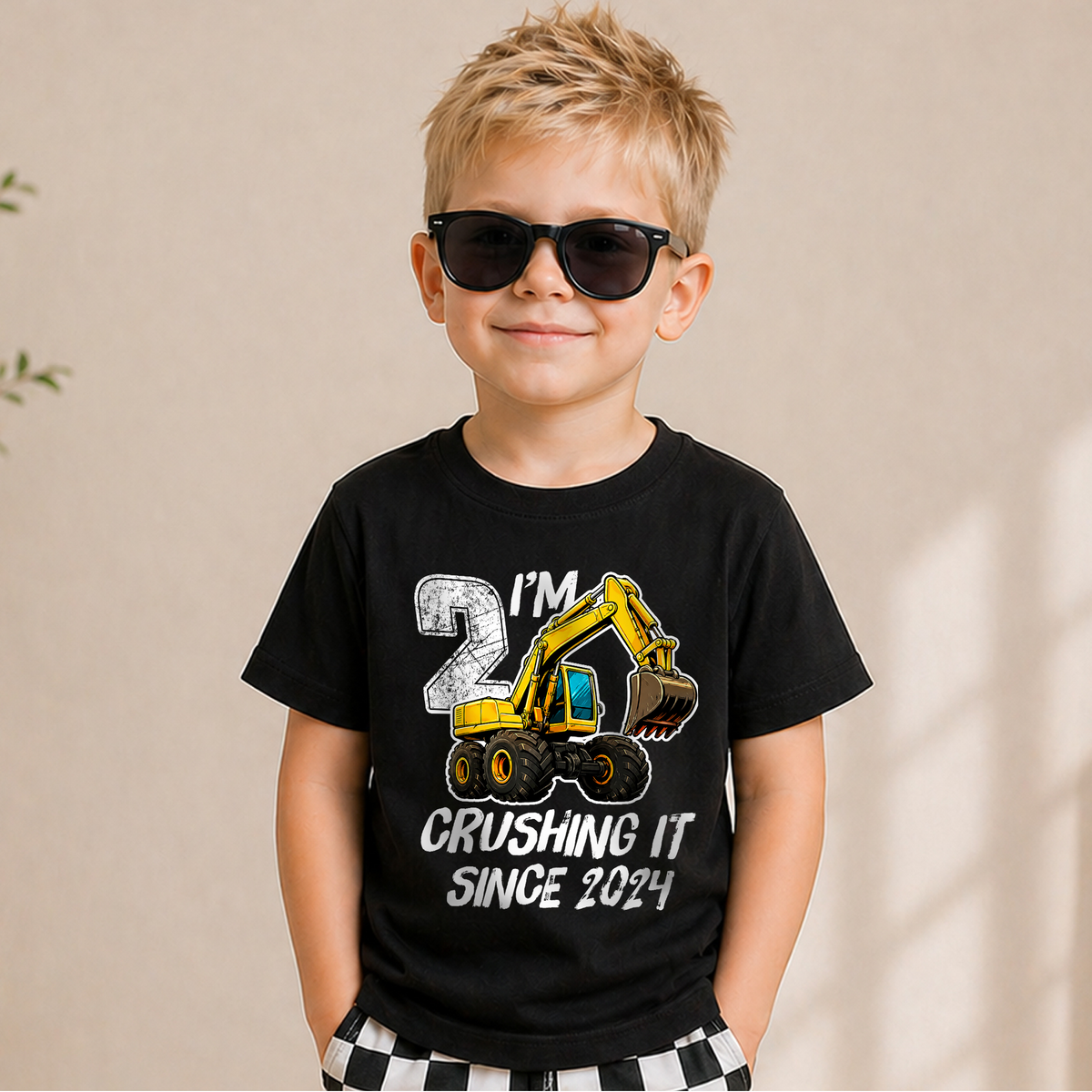 Boys Personalized I'm 2 Crushing It Birthday Shirt for Boys — product view 5