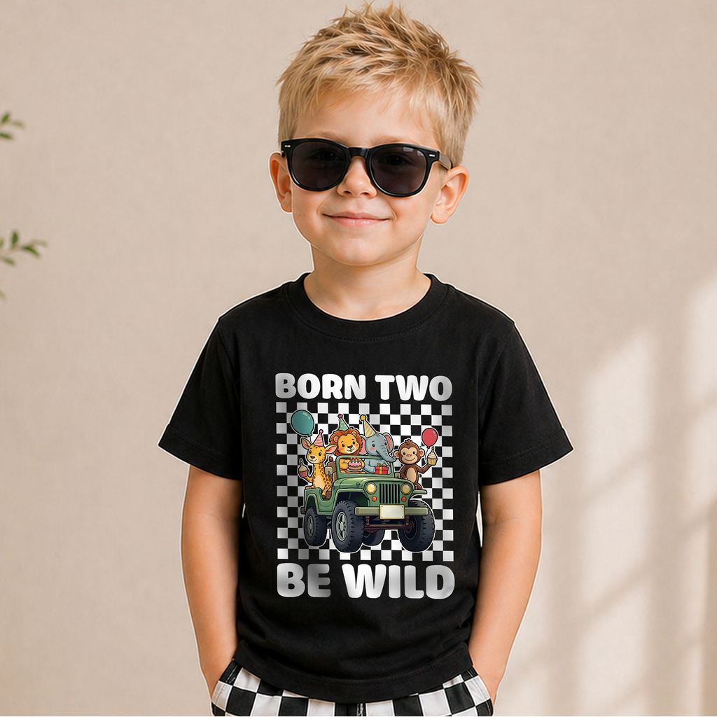 Personalized Born Two Be Wild 2nd Birthday Shirt for Boys — product view 5