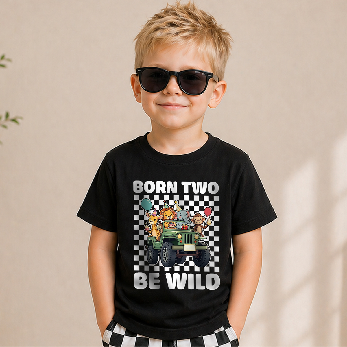 Personalized Born Two Be Wild 2nd Birthday Shirt for Boys — product view 5