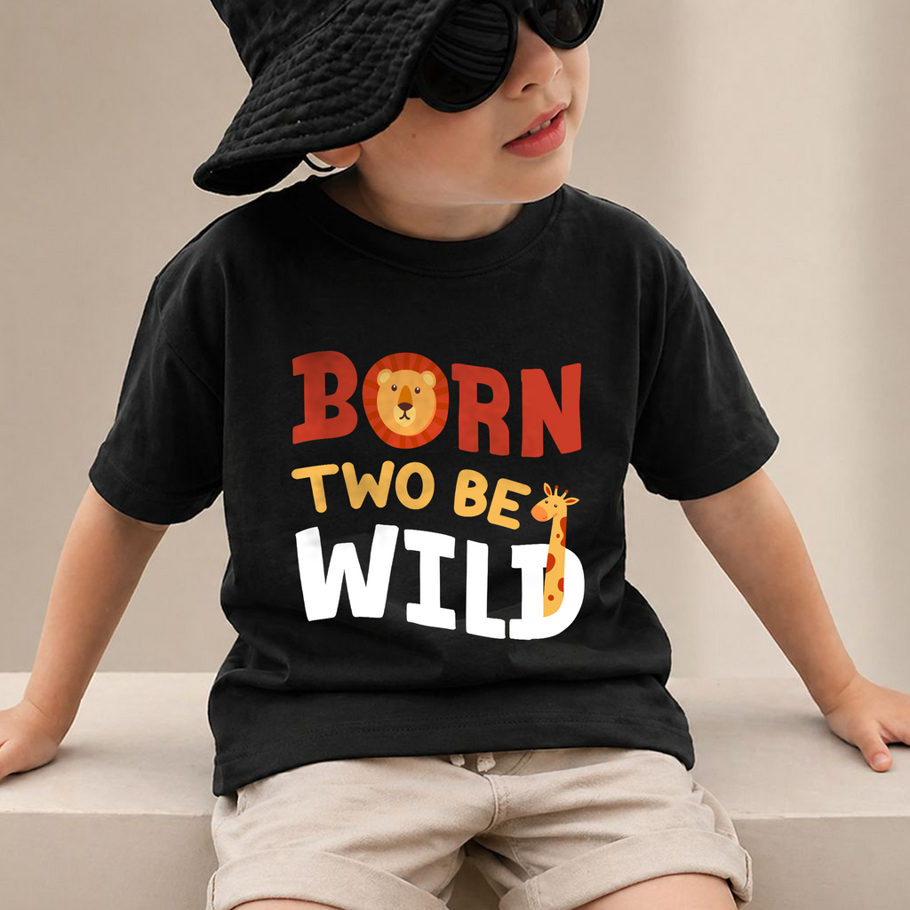 Custom Name Born Two Be Wild 2nd Birthday Shirt for Boys — product view 2