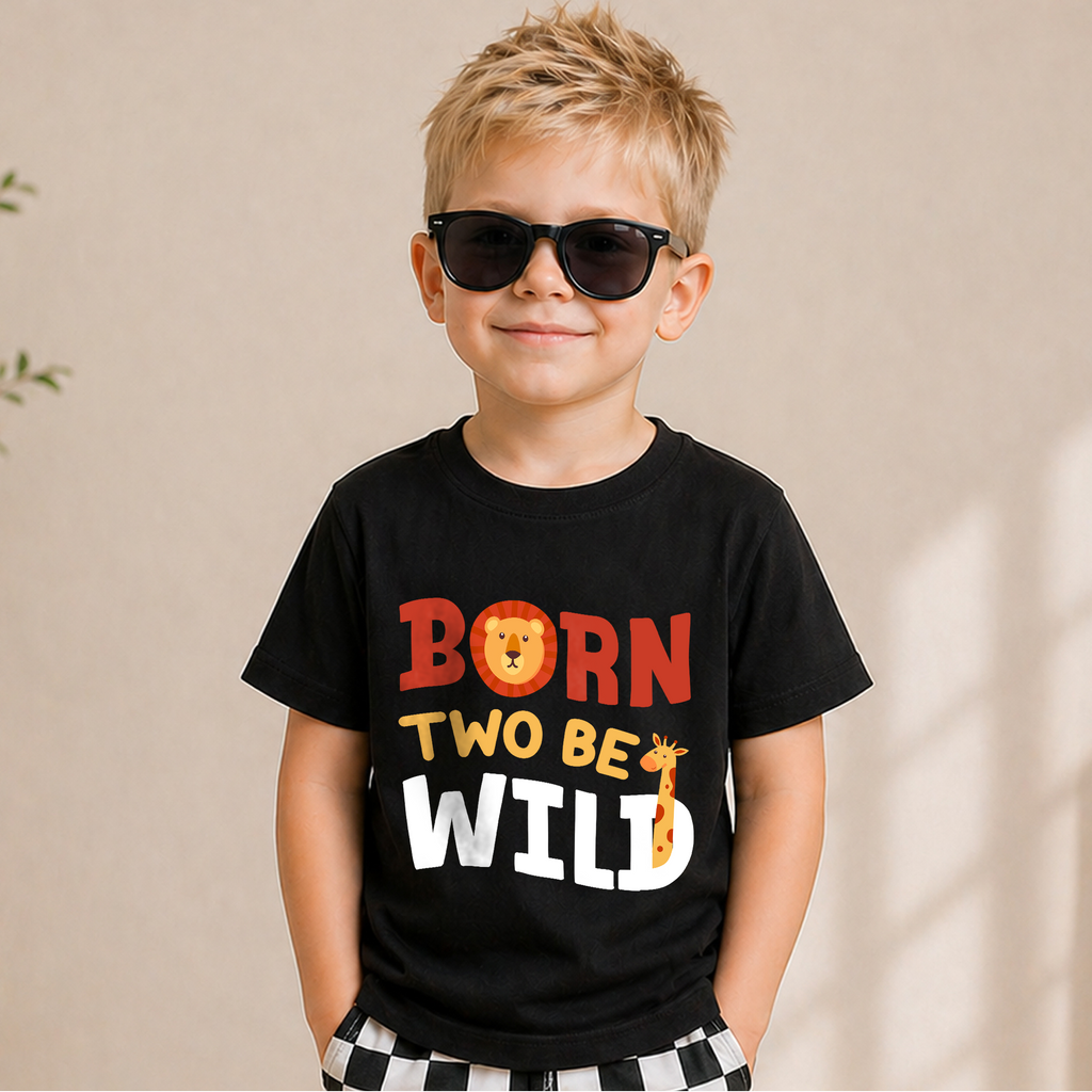 Custom Name Born Two Be Wild 2nd Birthday Shirt for Boys — product view 5