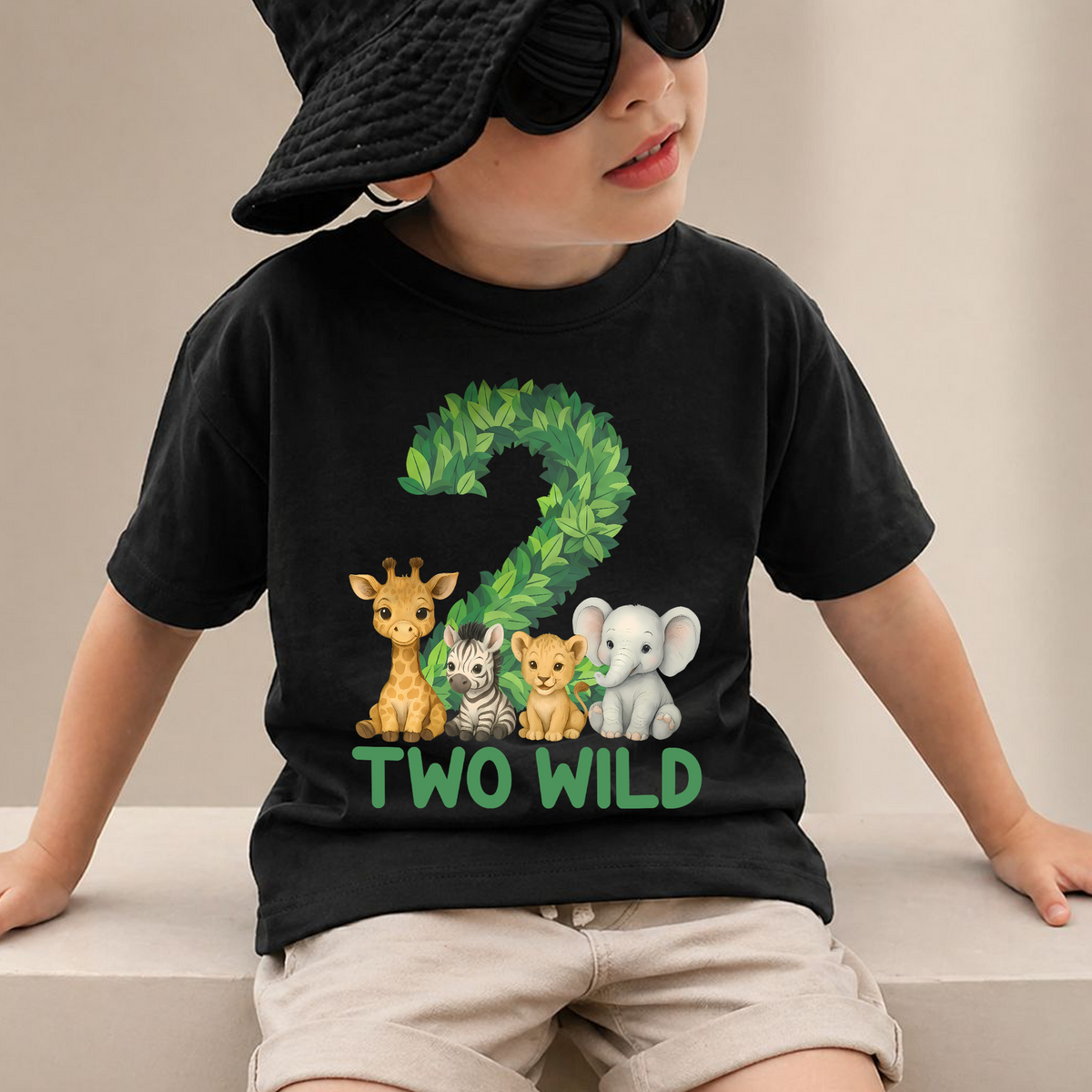 Custom Two Wild 2nd Birthday Shirt for Boys, Wild — product view 2