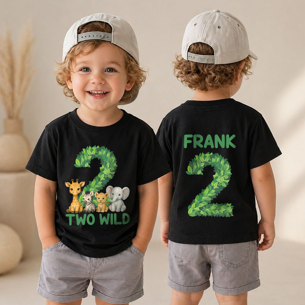Custom Two Wild 2nd Birthday Shirt for Boys, Wild — product view 4