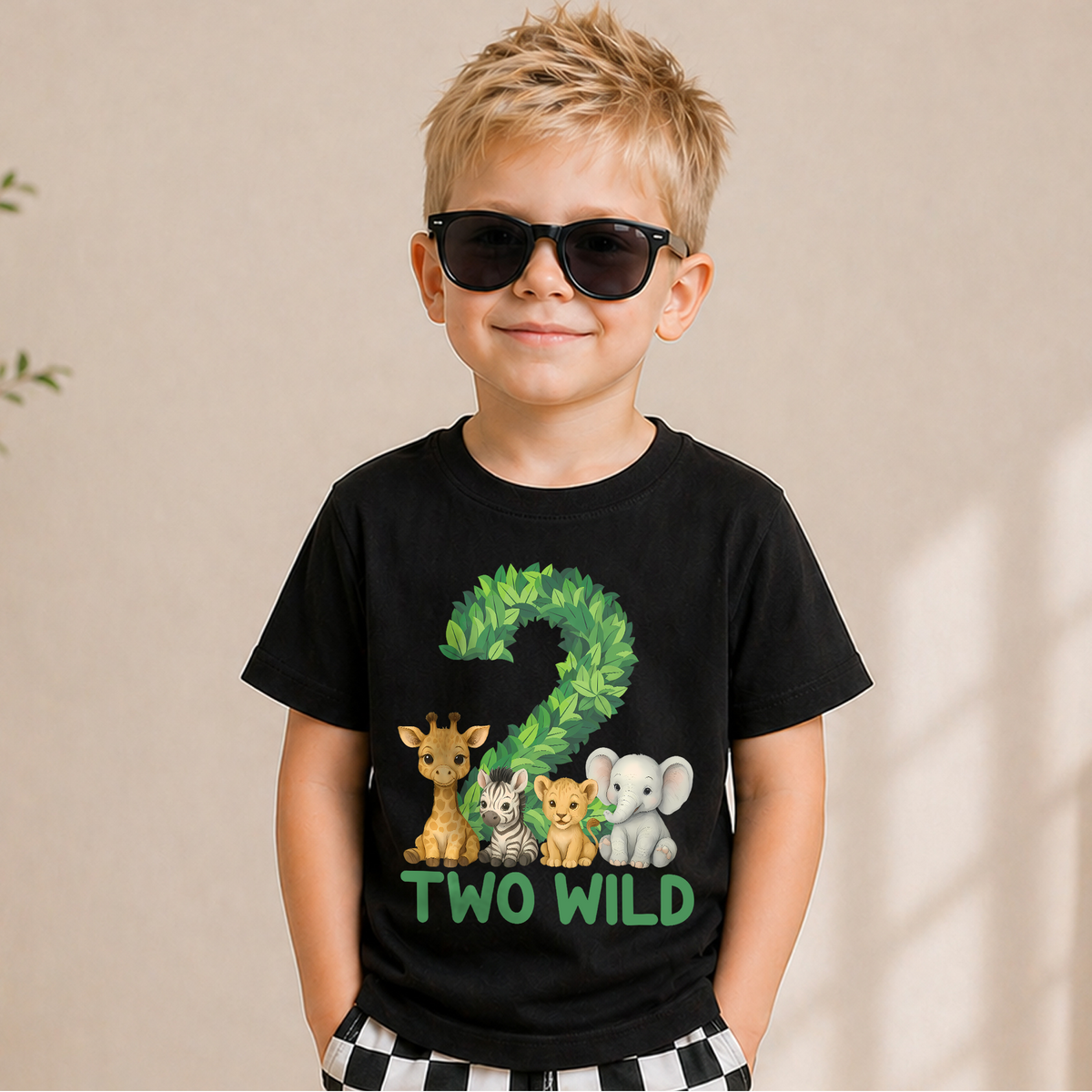 Custom Two Wild 2nd Birthday Shirt for Boys, Wild — product view 5