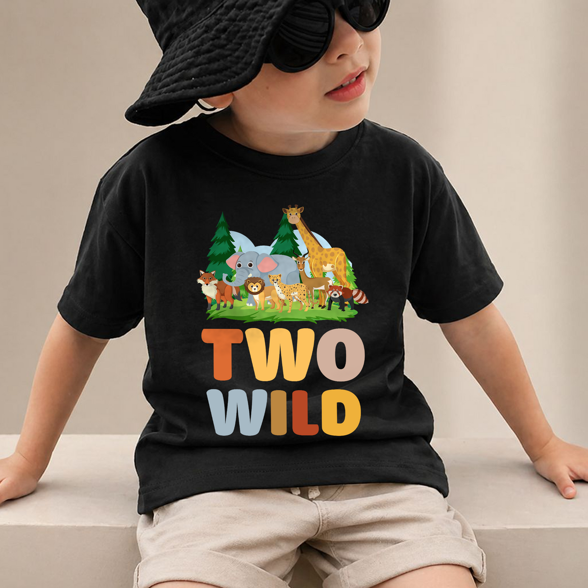 Boys Custom Two Wild 2nd Birthday Shirt for Boys — product view 2