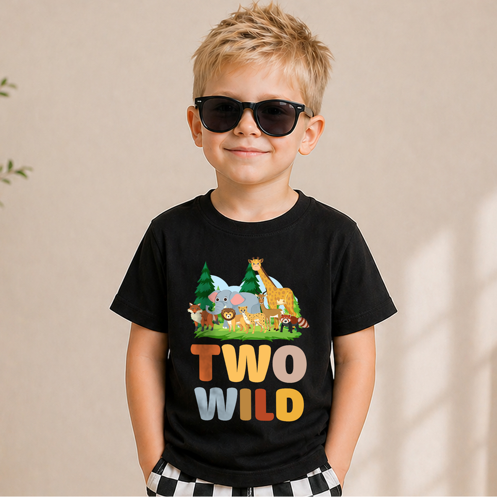 Boys Custom Two Wild 2nd Birthday Shirt for Boys — product view 5