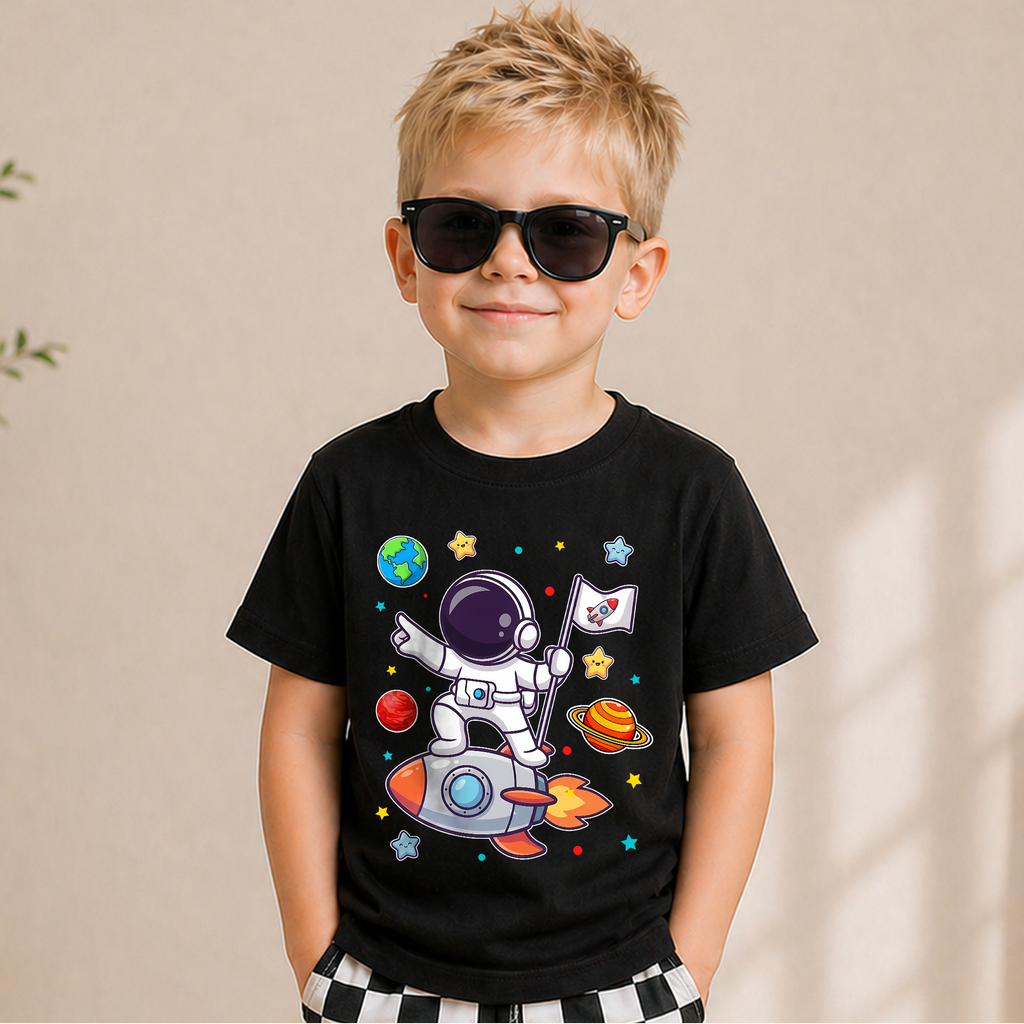 Custom Name Space 2nd Birthday Shirt for Boys, Toddler Tee — product view 1