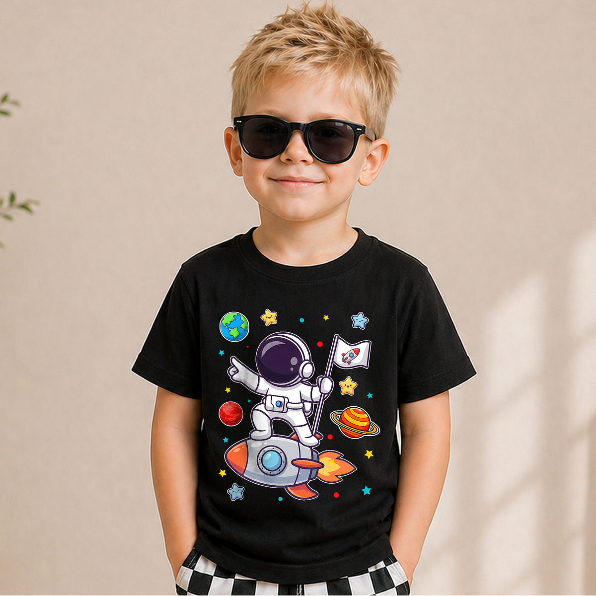 Custom Name Space 2nd Birthday Shirt for Boys, Toddler Tee — product view 1