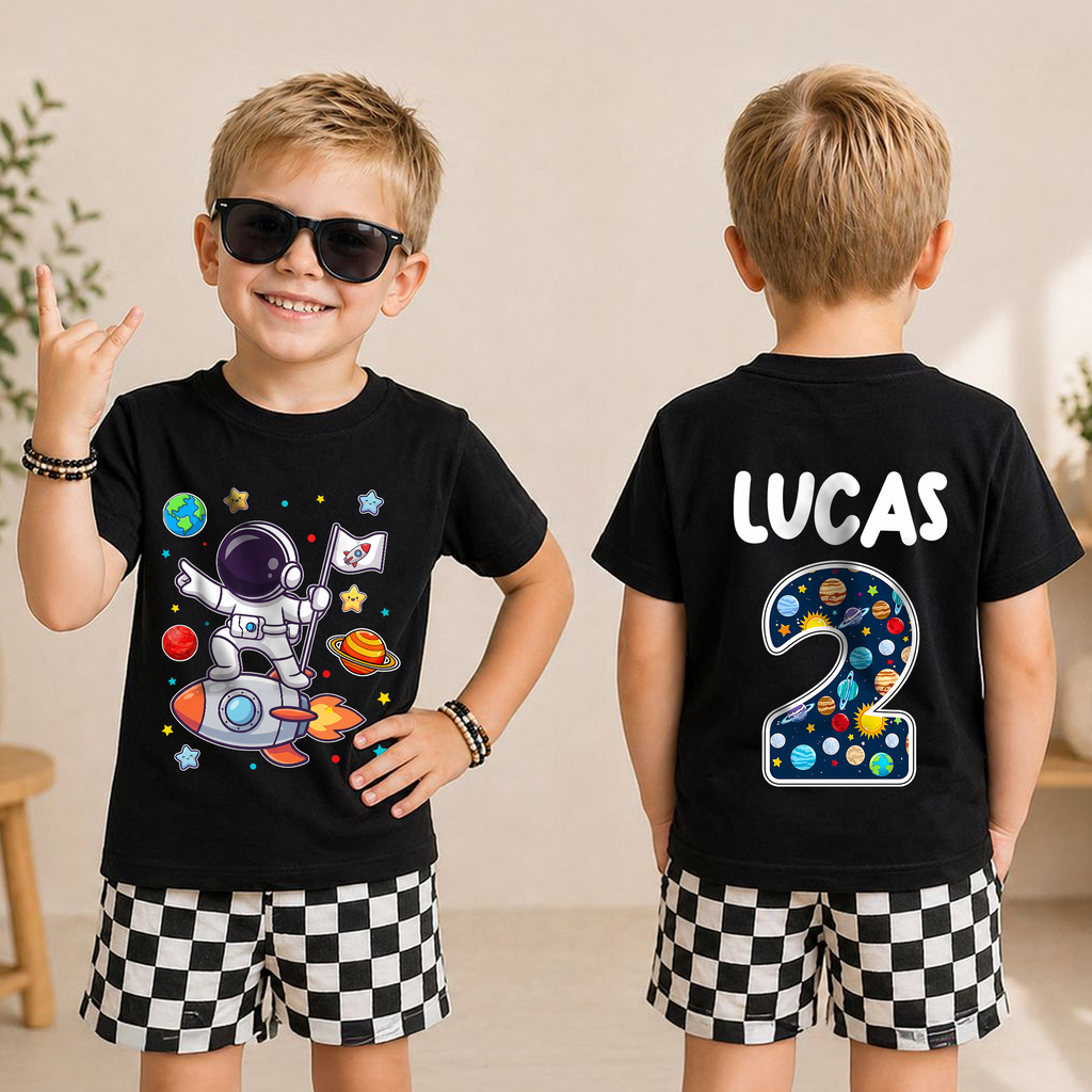 Custom Name Space 2nd Birthday Shirt for Boys, Toddler Tee — product view 5