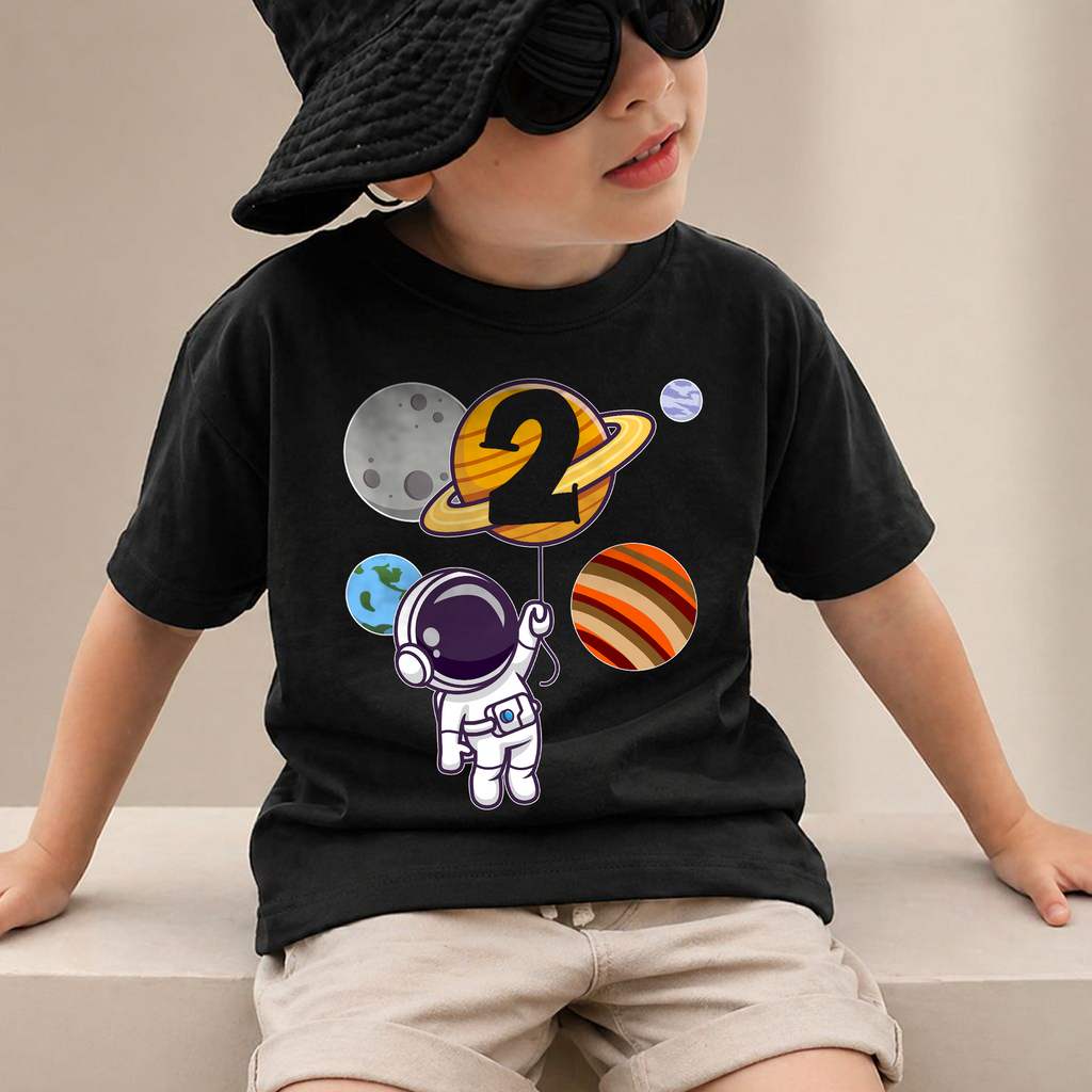 Custom Space 2nd Birthday Shirt for Boys, Toddler Tee — product view 4