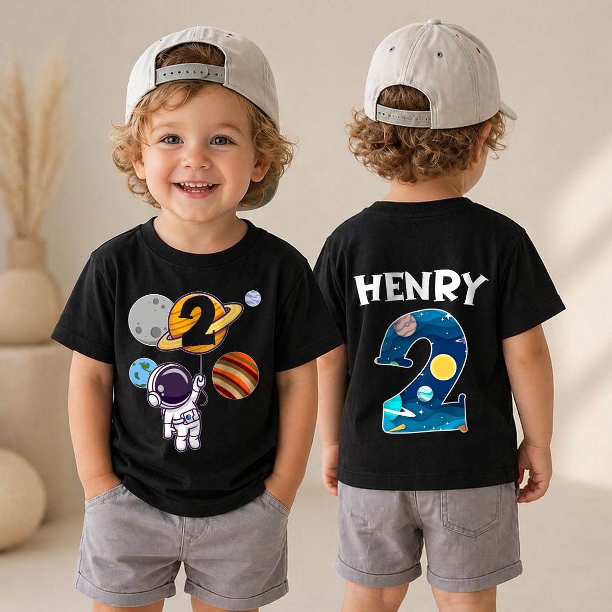 Custom Space 2nd Birthday Shirt for Boys, Toddler Tee — product view 6
