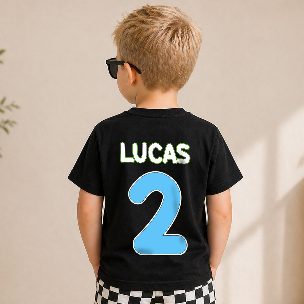 Boys Personalized Space 2nd Birthday Shirt, Custom Name — product view 2