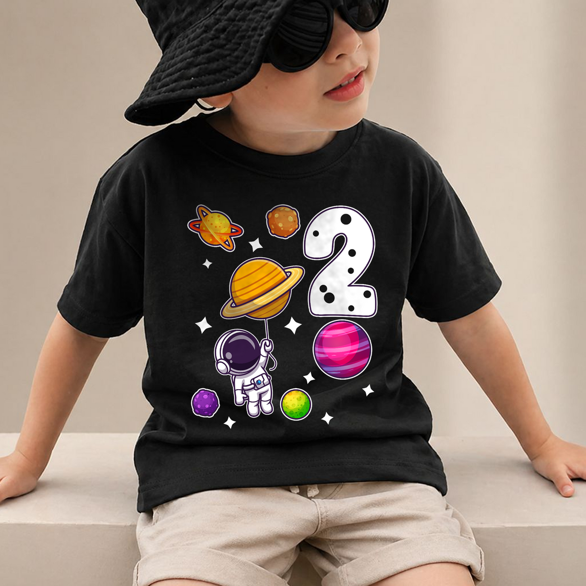 Personalized Space 2nd Birthday Shirt Boy, Custom Name — product view 4