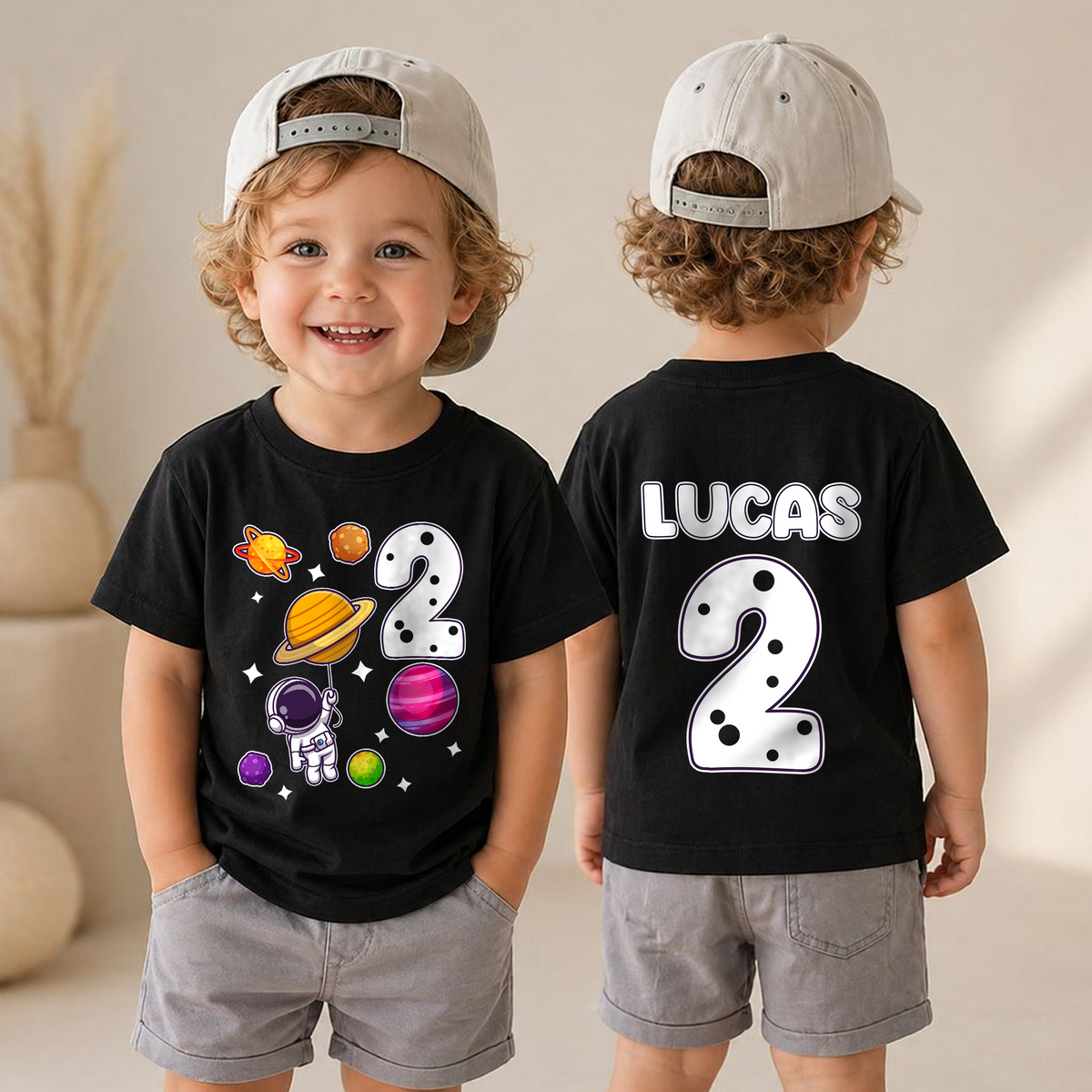 Personalized Space 2nd Birthday Shirt Boy, Custom Name — product view 6