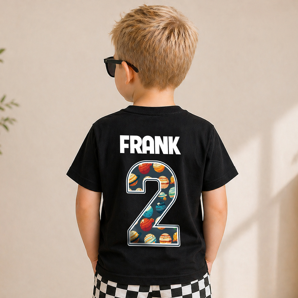 Custom Name Space 2nd Birthday Shirt Boy, Toddler Tee — product view 2