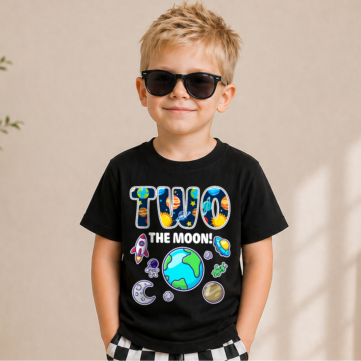 Custom Space 2nd Birthday Shirt Boy, Toddler Tee — product view 1