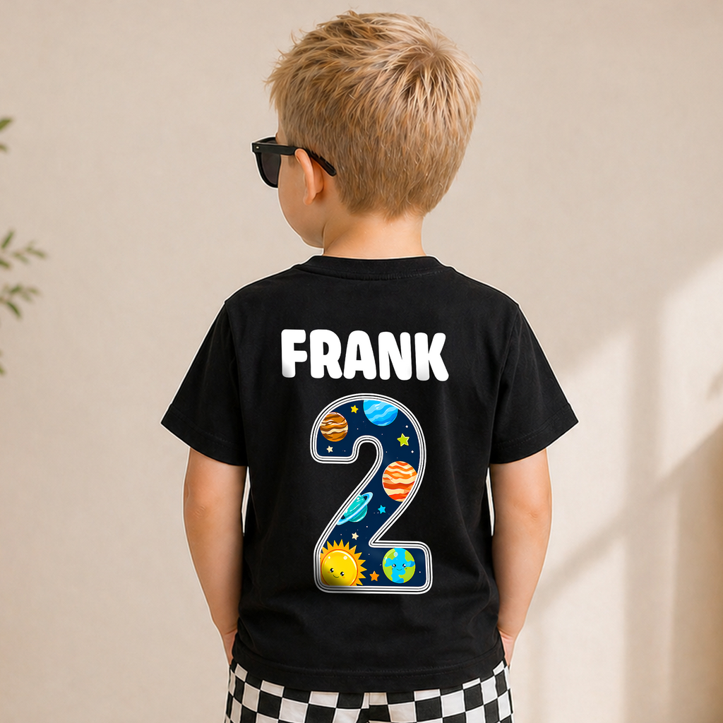 Custom Space 2nd Birthday Shirt Boy, Toddler Tee — product view 2