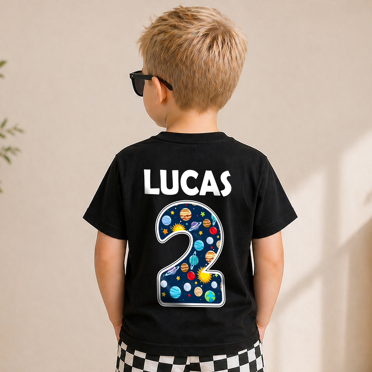 Personalized Space Birthday Shirt for Boys, Custom Name — product view 2
