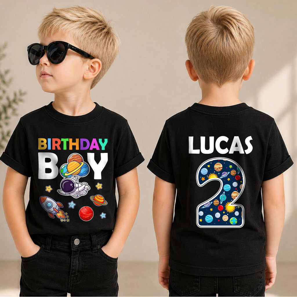 Personalized Space Birthday Shirt for Boys, Custom Name — product view 3