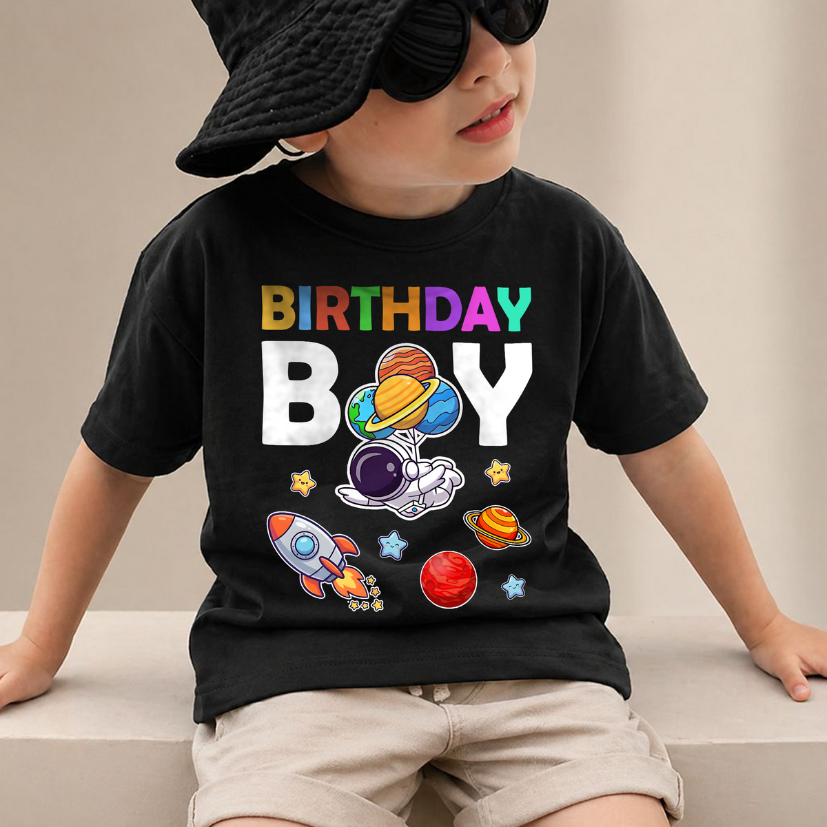 Personalized Space Birthday Shirt for Boys, Custom Name — product view 4