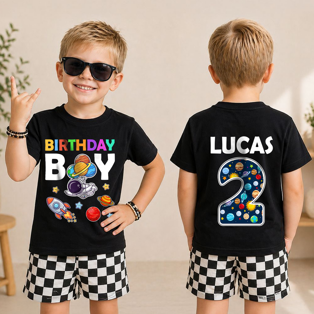Personalized Space Birthday Shirt for Boys, Custom Name — product view 5