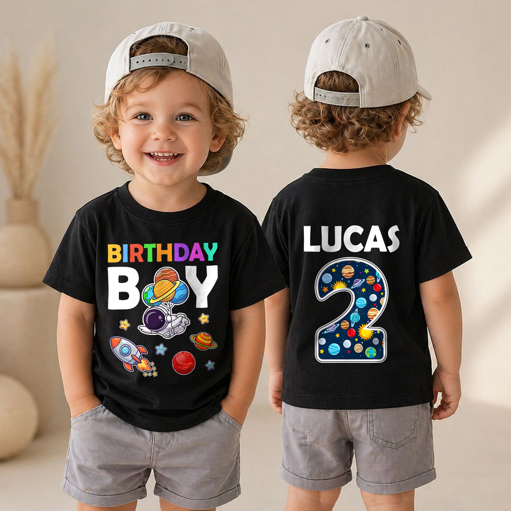 Personalized Space Birthday Shirt for Boys, Custom Name — product view 6