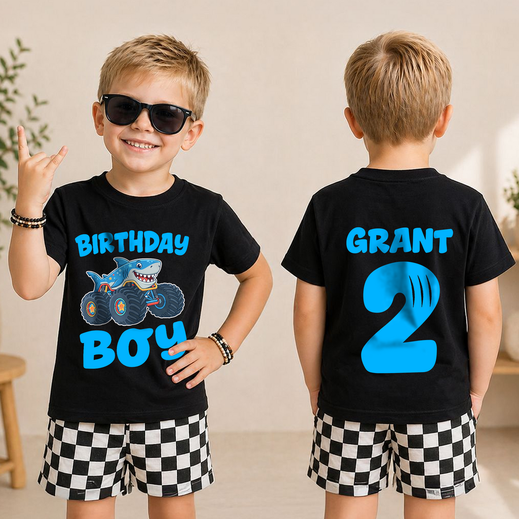 Custom Name Crushing It 2nd Birthday Shirt for Boys — product view 3