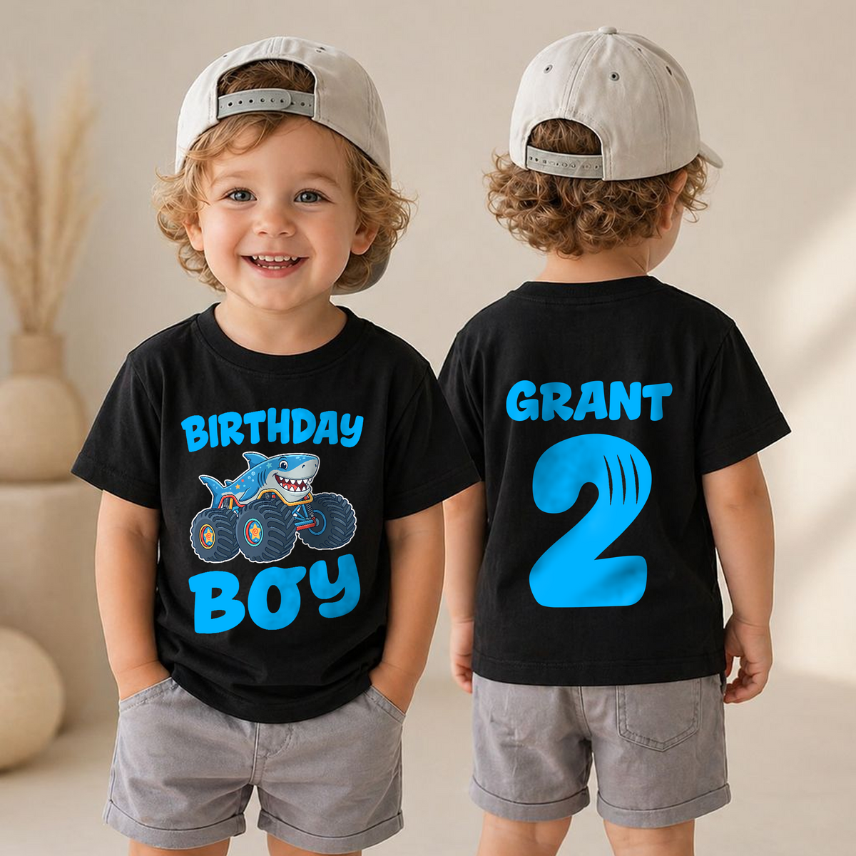Custom Name Crushing It 2nd Birthday Shirt for Boys — product view 4