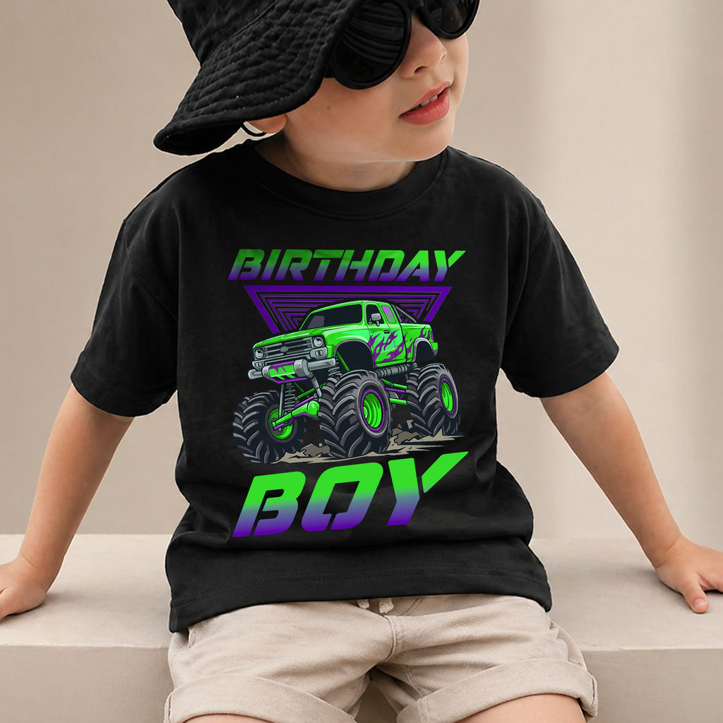 Custom Crushing It 2nd Birthday Shirt for Boys, Monster Truck — product view 2