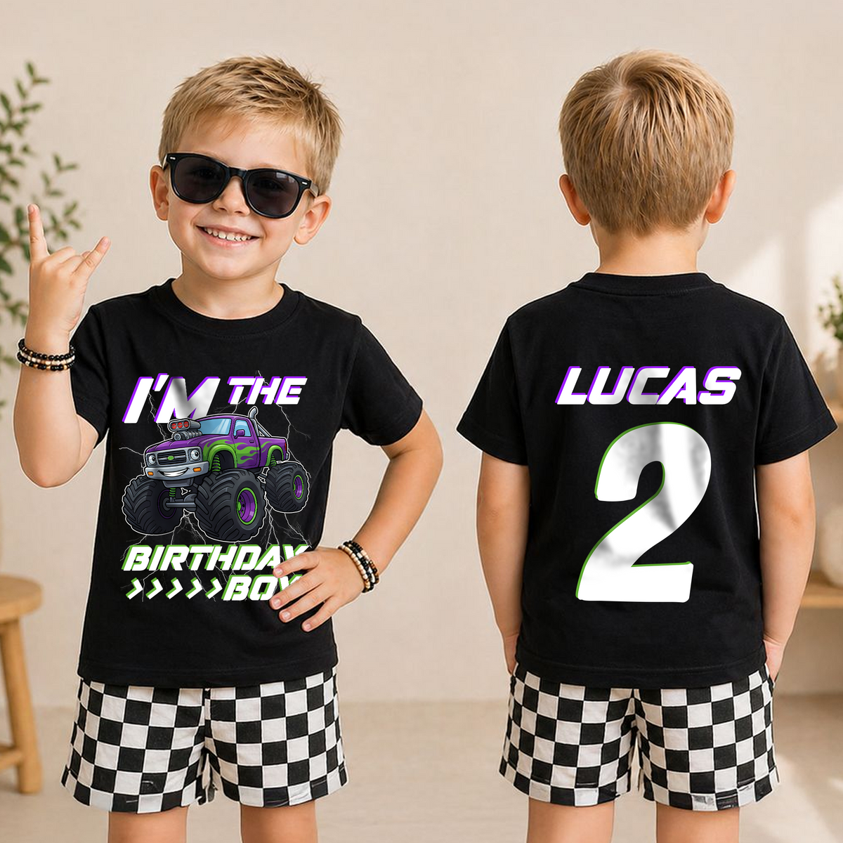 Boys Custom Crushing It 2nd Birthday Shirt for Boys — product view 3