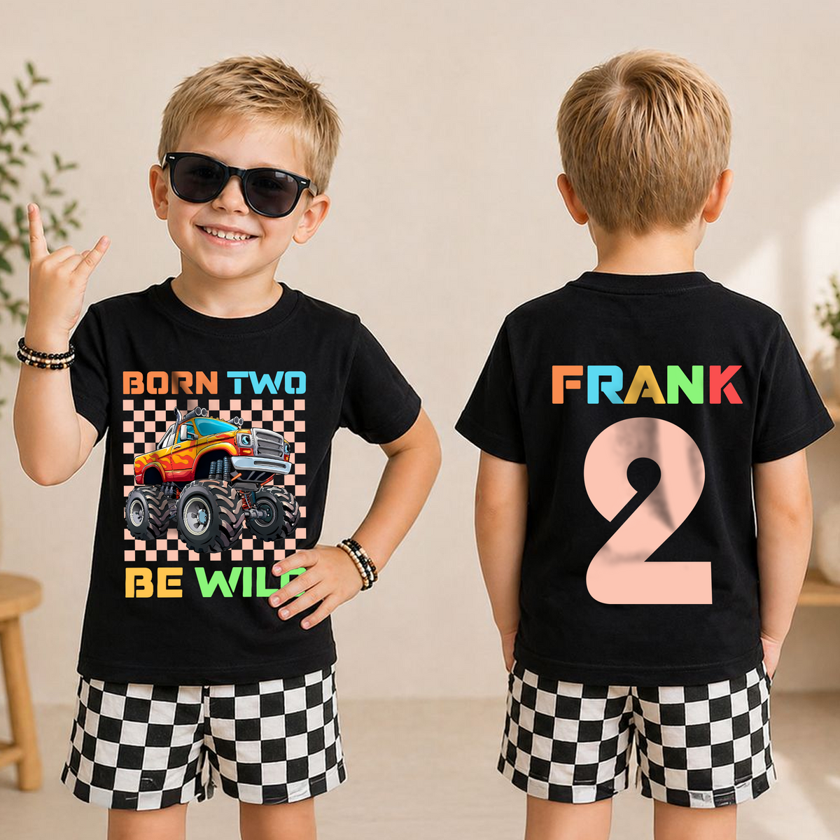 Boys Personalized Crushing It 2nd Birthday Shirt for Boys — product view 3