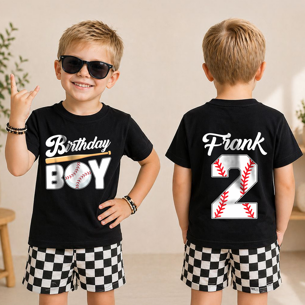 Personalized Little Slugger 2nd Birthday Shirt for Boys, Custom Name — product view 3