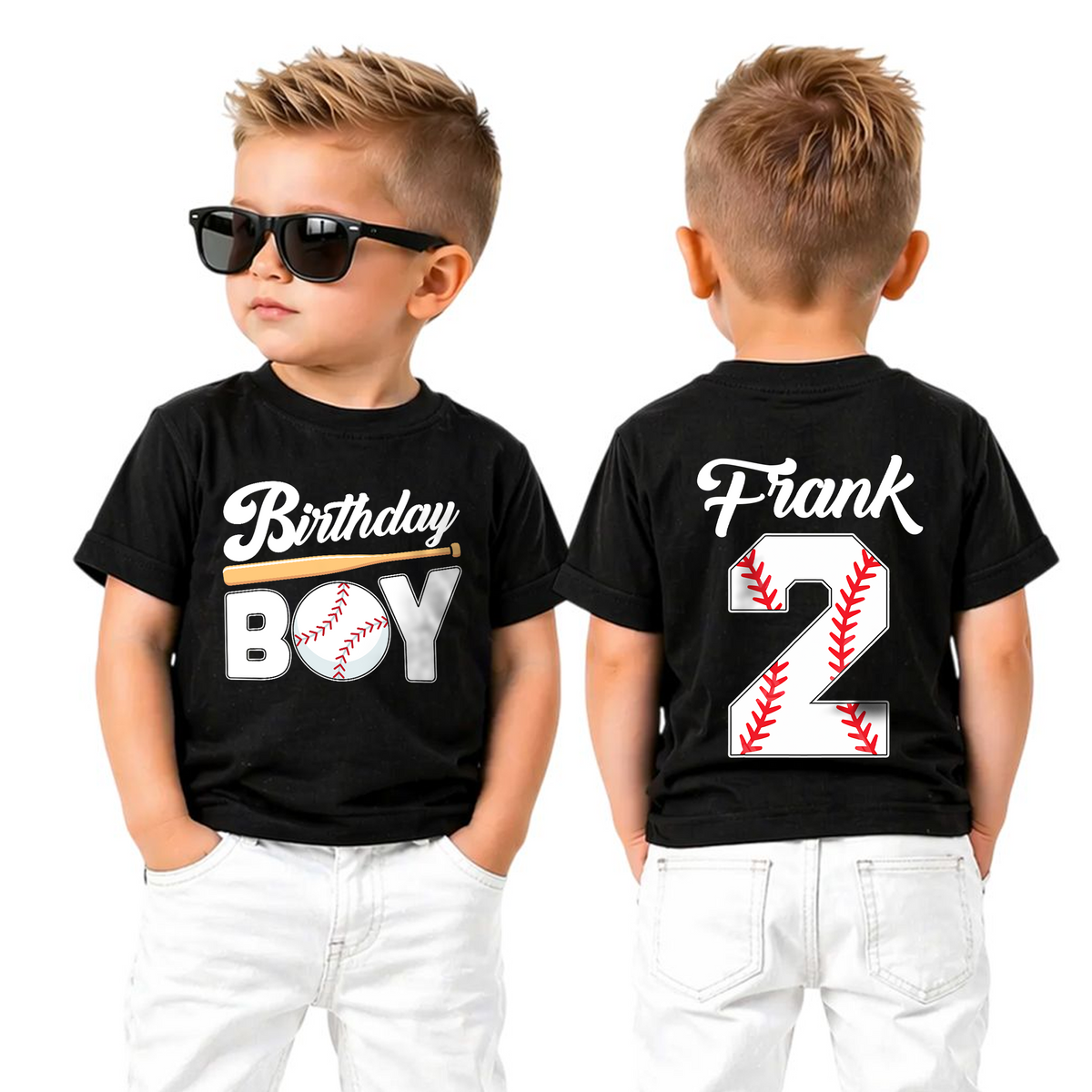 Personalized Little Slugger 2nd Birthday Shirt for Boys, Custom Name — product view 5