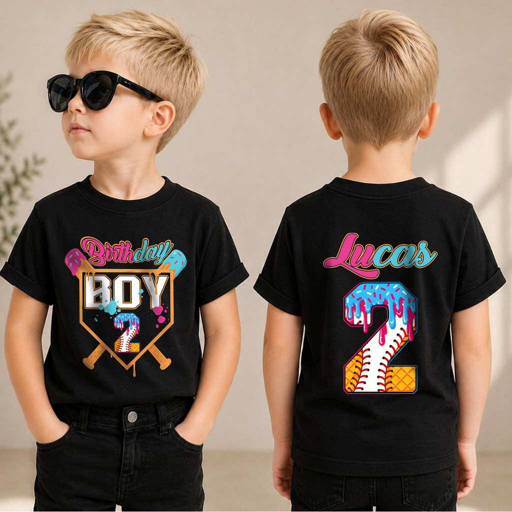 Custom Name Little Slugger 2nd Birthday Shirt for Boys, Toddler Tee — product view 1
