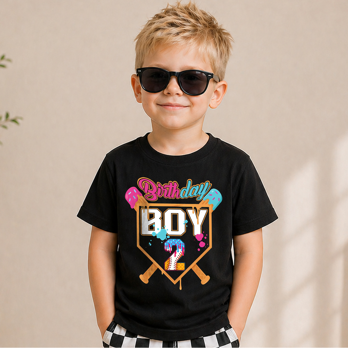 Custom Name Little Slugger 2nd Birthday Shirt for Boys, Toddler Tee — product view 6