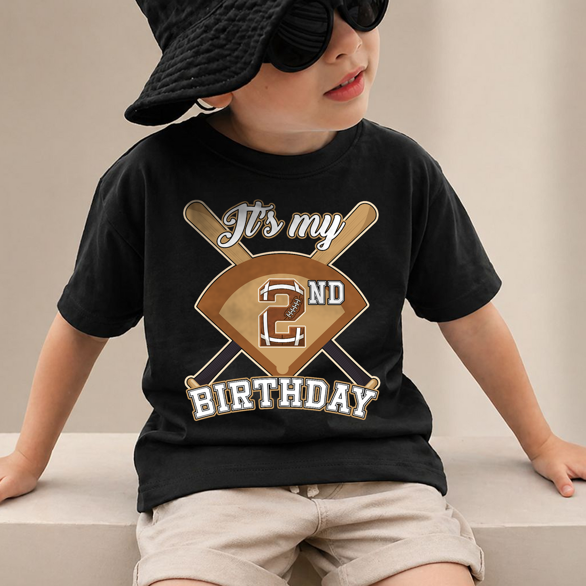 Personalized Football Player 2nd Birthday Shirt for Boys, Custom Name — product view 2