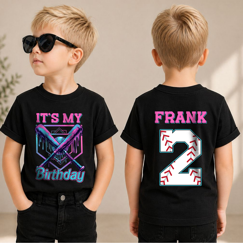 Custom Little Slugger 2nd Birthday Shirt for Boys, Personalized Name — product view 1