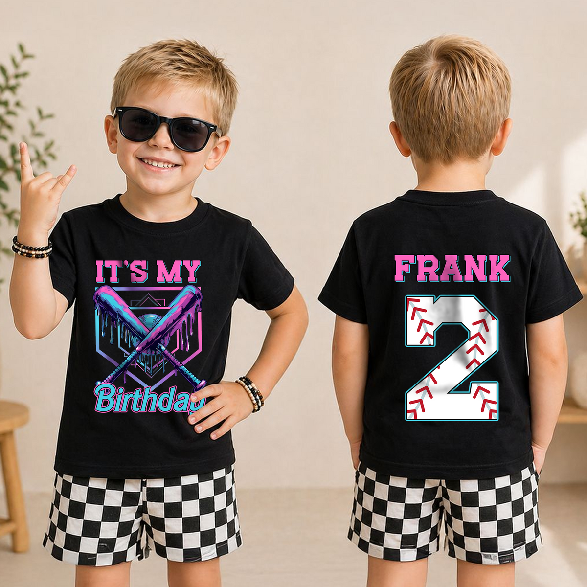 Custom Little Slugger 2nd Birthday Shirt for Boys, Personalized Name — product view 3