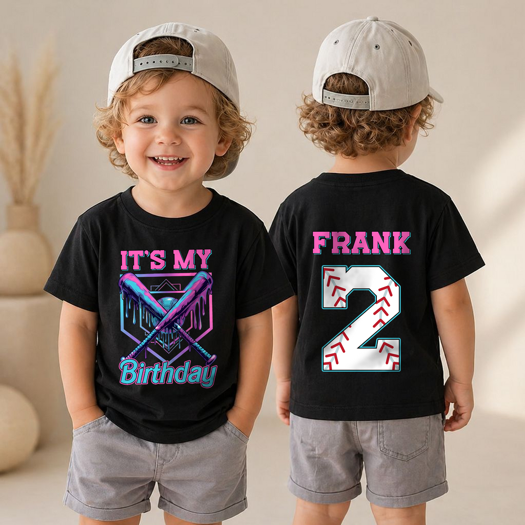 Custom Little Slugger 2nd Birthday Shirt for Boys, Personalized Name — product view 4
