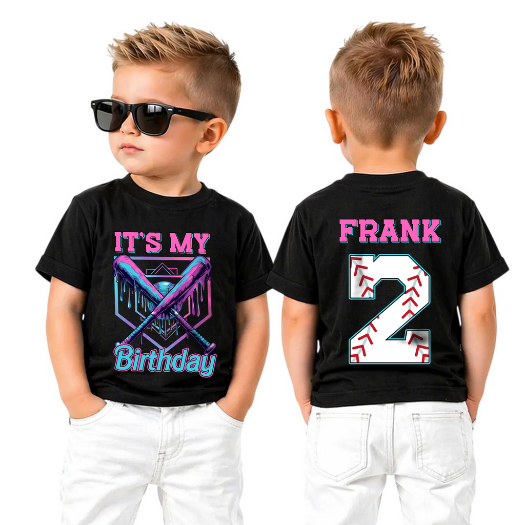 Custom Little Slugger 2nd Birthday Shirt for Boys, Personalized Name — product view 5