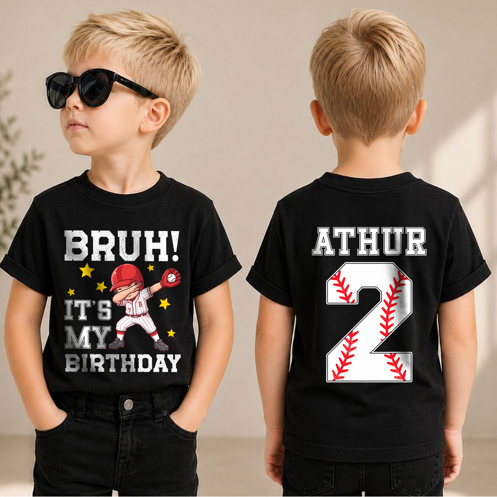 Toddler Personalized Little Slugger 2nd Birthday Shirt, Custom Name — product view 1
