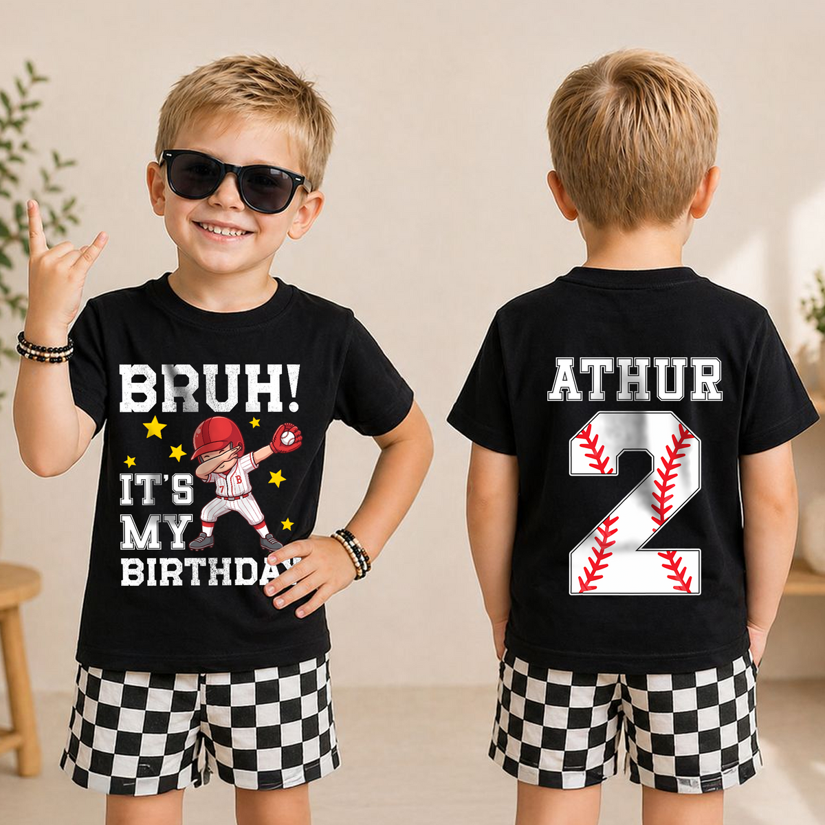 Toddler Personalized Little Slugger 2nd Birthday Shirt, Custom Name — product view 3