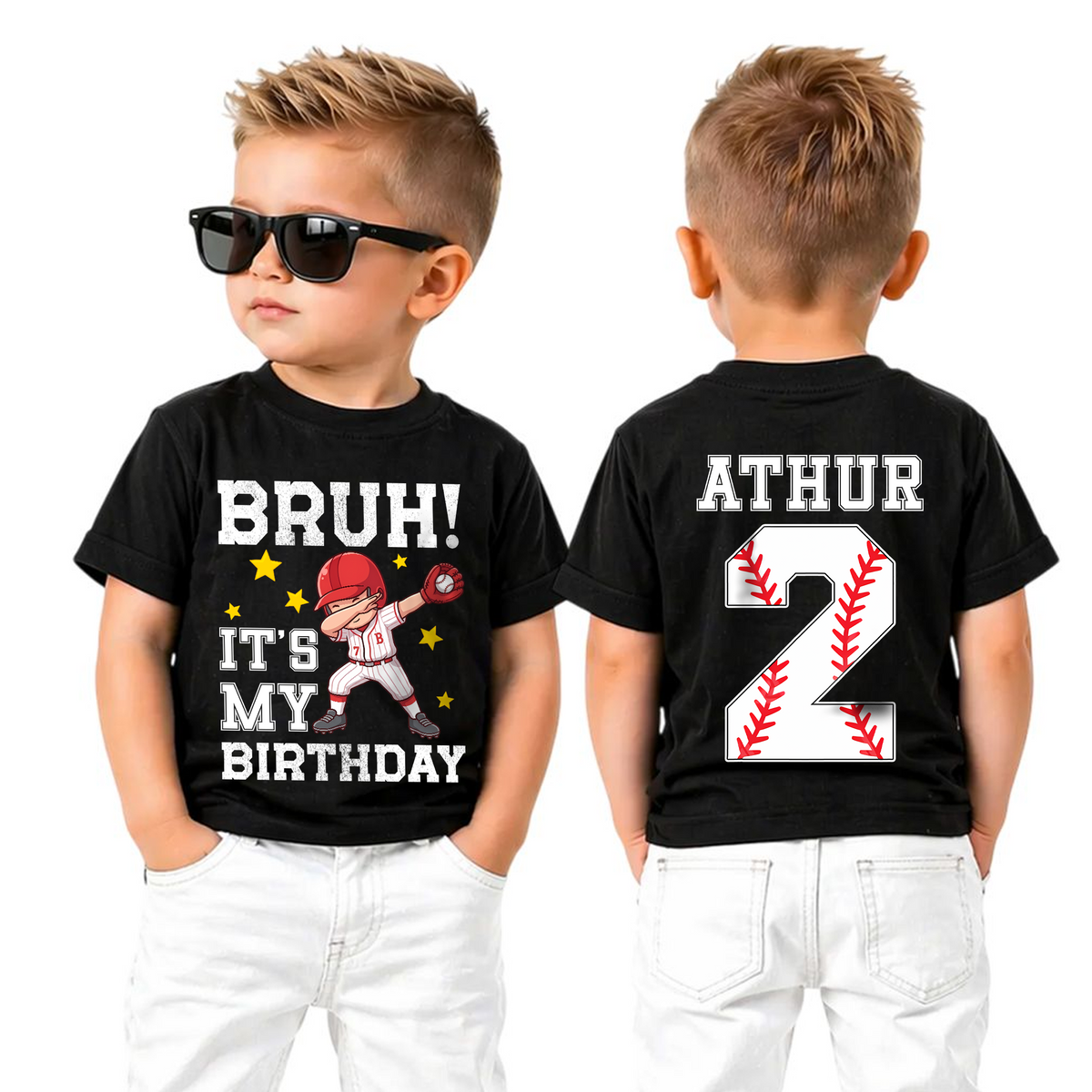 Toddler Personalized Little Slugger 2nd Birthday Shirt, Custom Name — product view 5