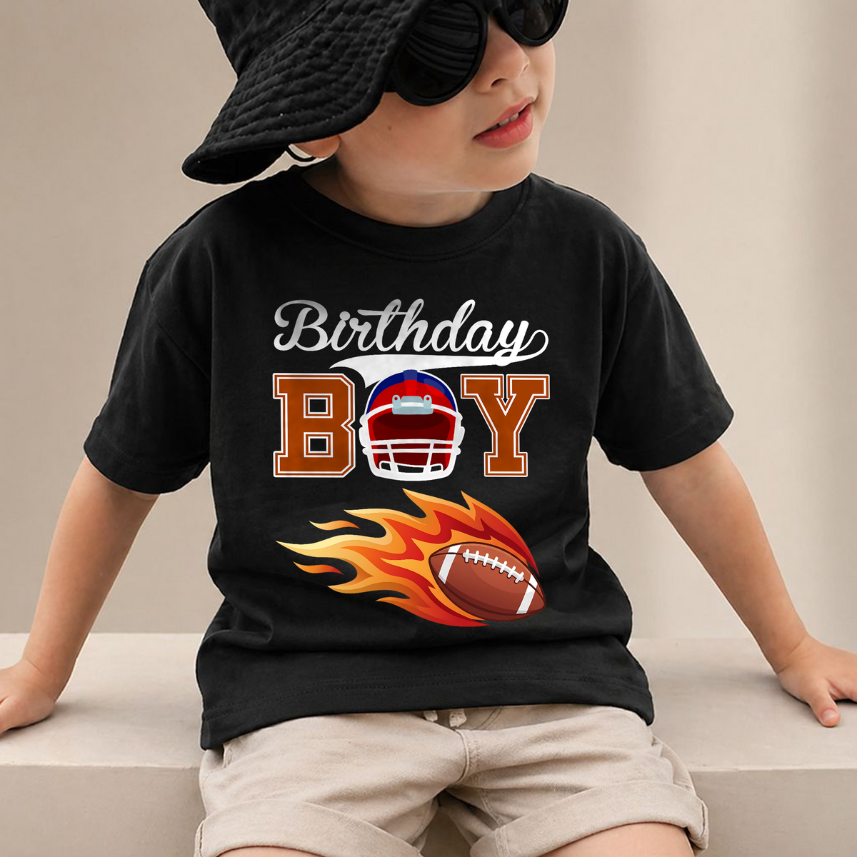 Custom Name Football Player 2nd Birthday Shirt for Boys, Toddler Tee — product view 2