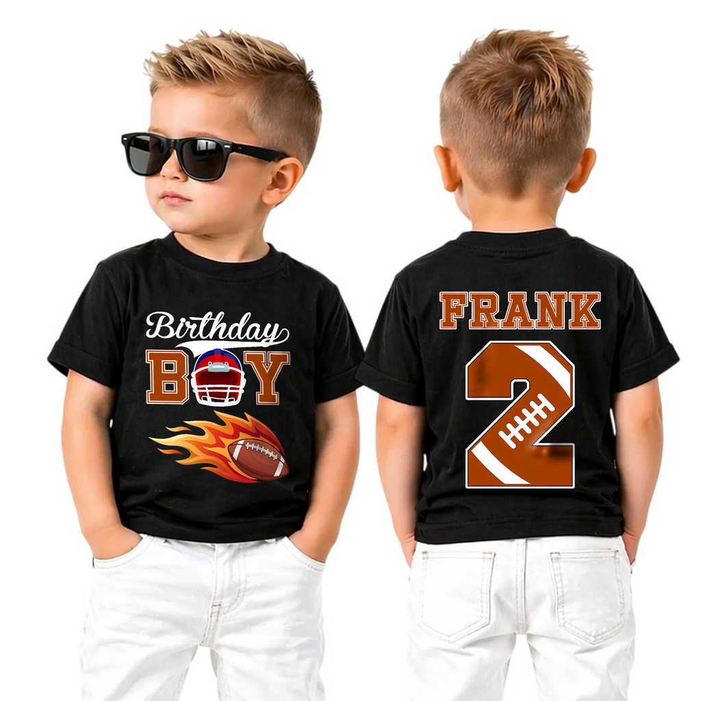 Custom Name Football Player 2nd Birthday Shirt for Boys, Toddler Tee — product view 5
