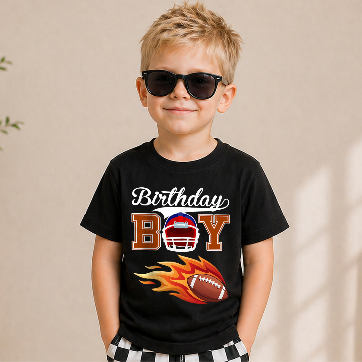 Custom Name Football Player 2nd Birthday Shirt for Boys, Toddler Tee — product view 6